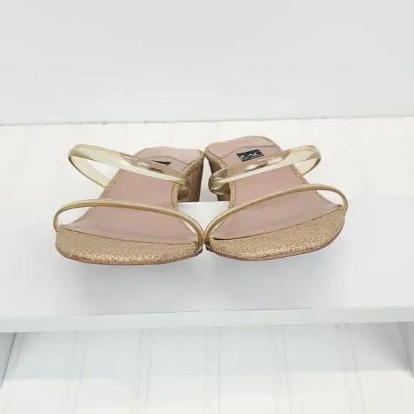 ZAC Zac Posen  US 9.5  Block Heels Saint Slide Sandals in Cashew Fabric - Picture 8 of 10